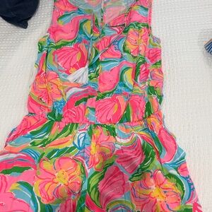 Lilly Pulitzer Vibrant Pink and Green Romper